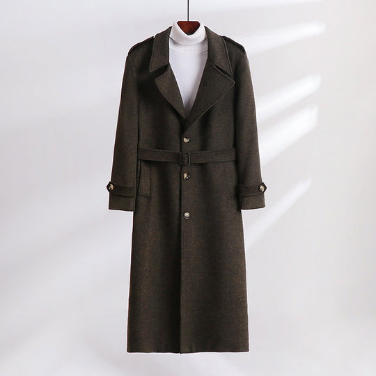 Herren Maxilanger Wollmix-Übermantel mit kastiger Silhouette, Schalkragen und dekorativen Schulterpatten Shop Nory
