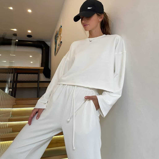 Damen lässiges Oversize-Lounge-Set mit weitem Crewneck-Sweater und elastischer Kordelbund-Jogginghose Shop Nory
