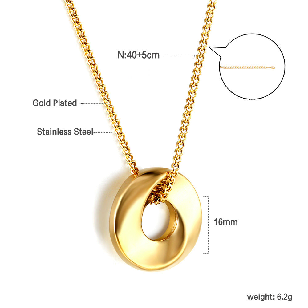 Damen elegante Halskette mit funkelndem Anhänger aus Edelstahl und goldplattierter Kette Shop Nory