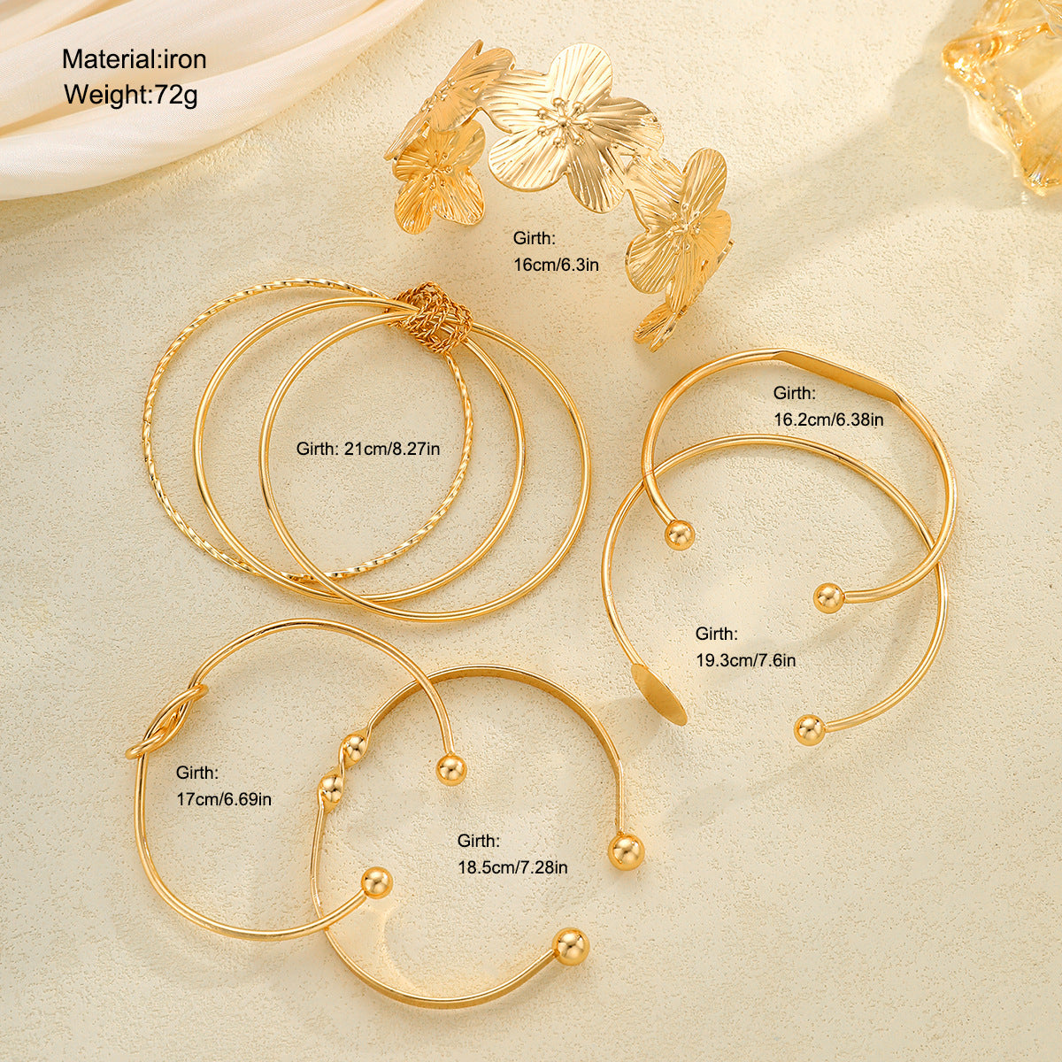 Damen Armreifen-Set mit floralen und minimalistischen Designs Shop Nory