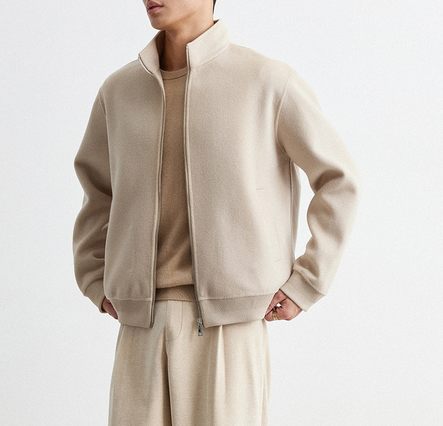 Herren Lässige Wollmix-Zipjacke mit Stehkragen und Rippbündchen Shop Nory
