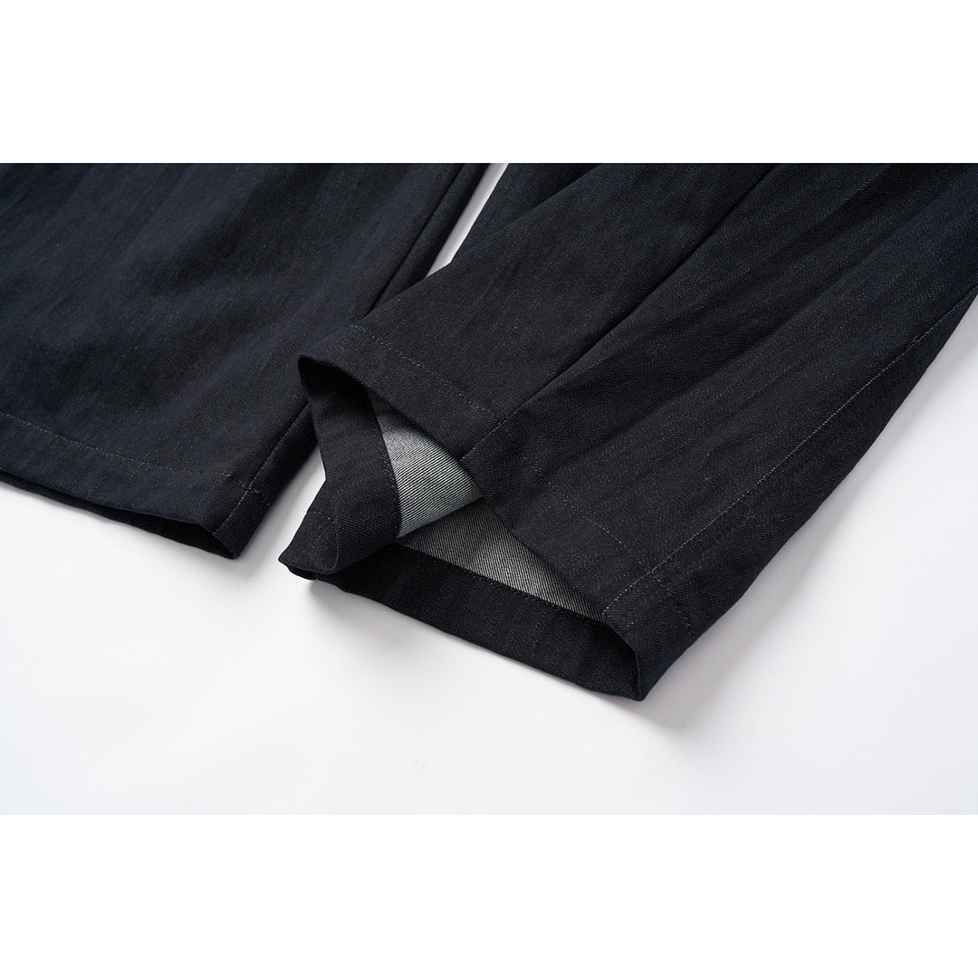 Damen Hochtaillierte weite Culotte-Hose aus Denim‑Mix mit Bundfalten und Knopfverschluss Shop Nory