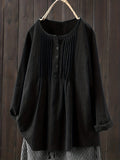 Damen Bluse mit Falten und Knopfleiste Shopnory