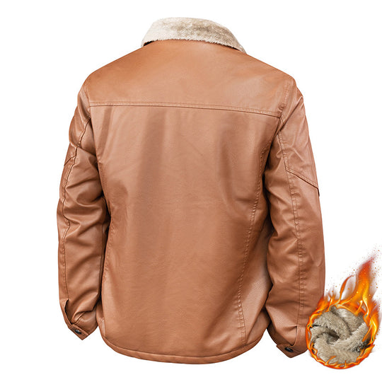 Herren Aviator-Bomberjacke in Nappa-Optik mit Teddy-Innenfutter und Reißverschlusstaschen Shop Nory