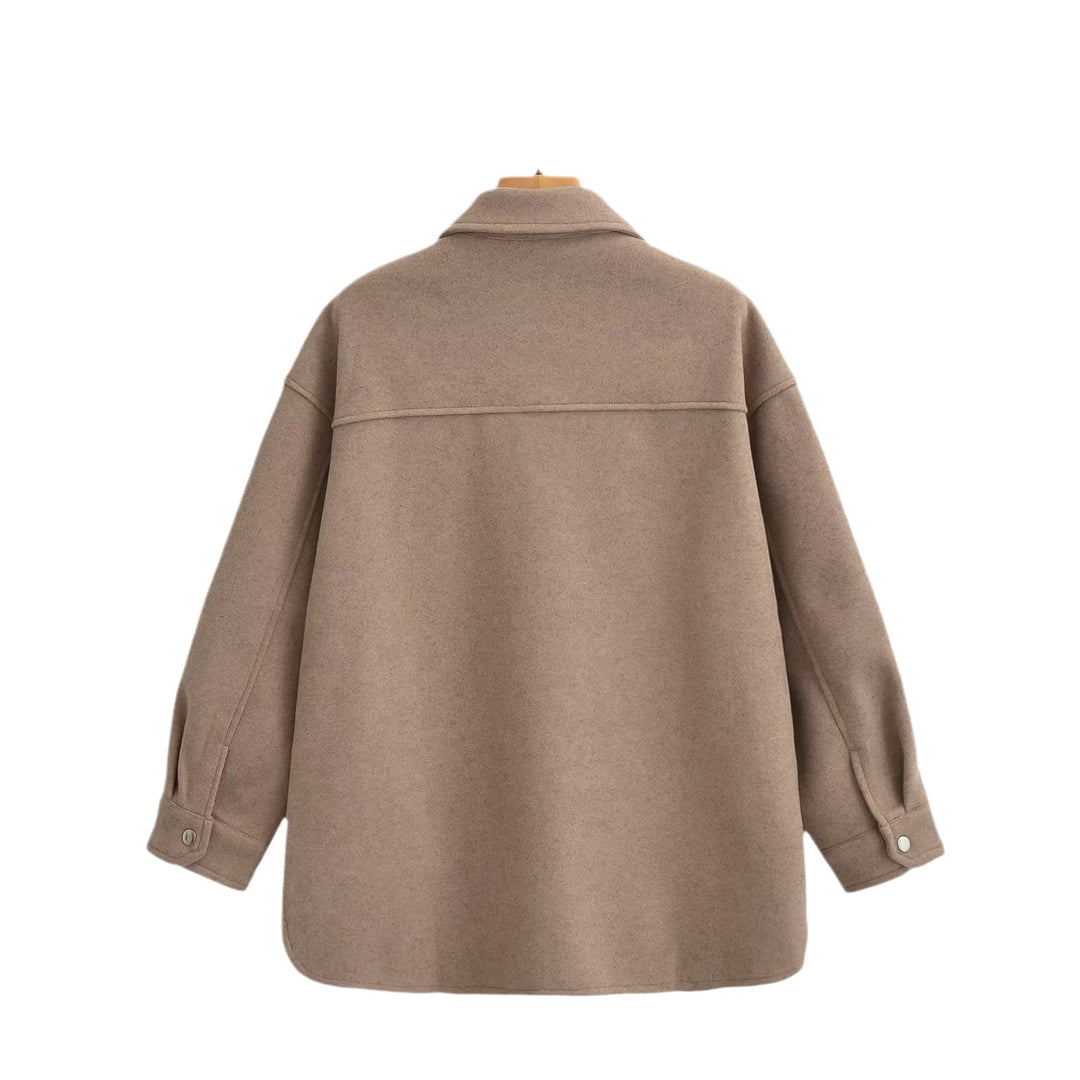 Damen Oversized Teddy-Hemdjacke mit Druckknopfverschlüssen und aufgesetzten Brusttaschen Shop Nory