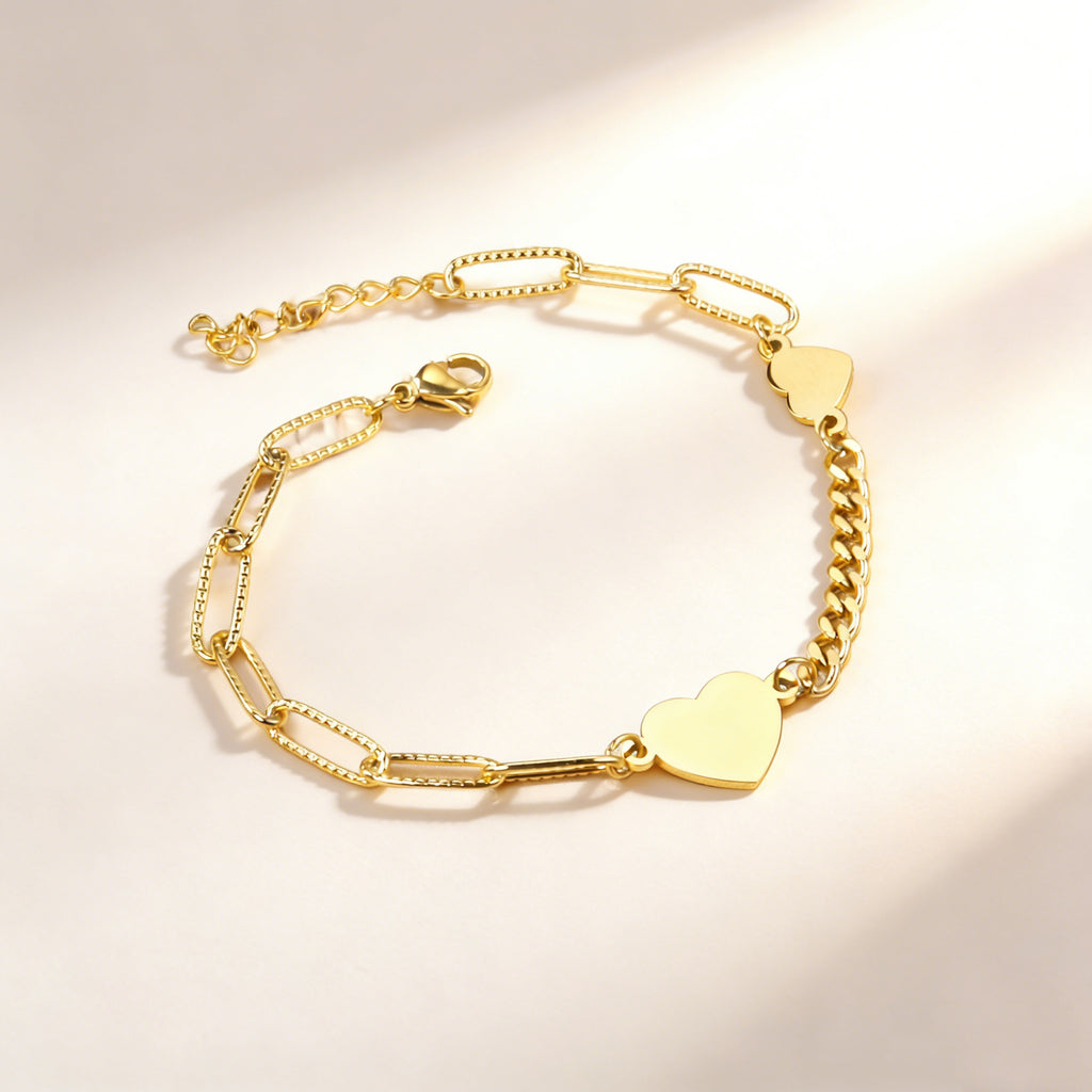 Damen Armband mit herzförmigem Anhänger aus hochwertigem Edelstahl und rosévergoldeter Oberfläche Shop Nory