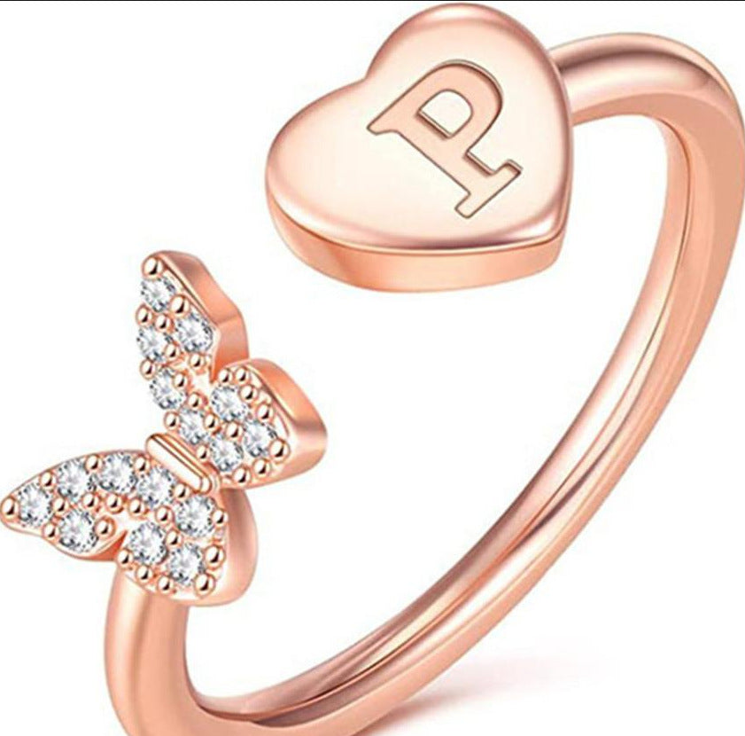 Damen Ring mit Schmetterlingsdesign und Herzmotiv Shop Nory