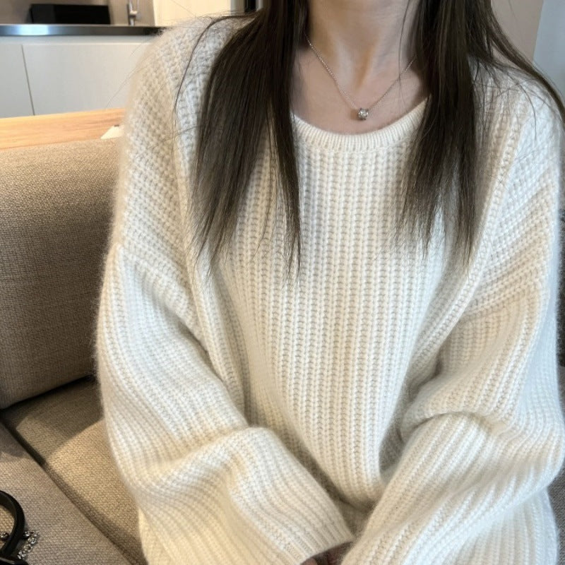 Damen Oversize Flauschpullover im Mohair‑Look mit strukturierter Rippenoptik Shop Nory