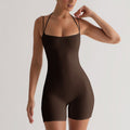 Damen Bodycon Jumpsuit mit verstellbaren Trägern und hohem Schnitt