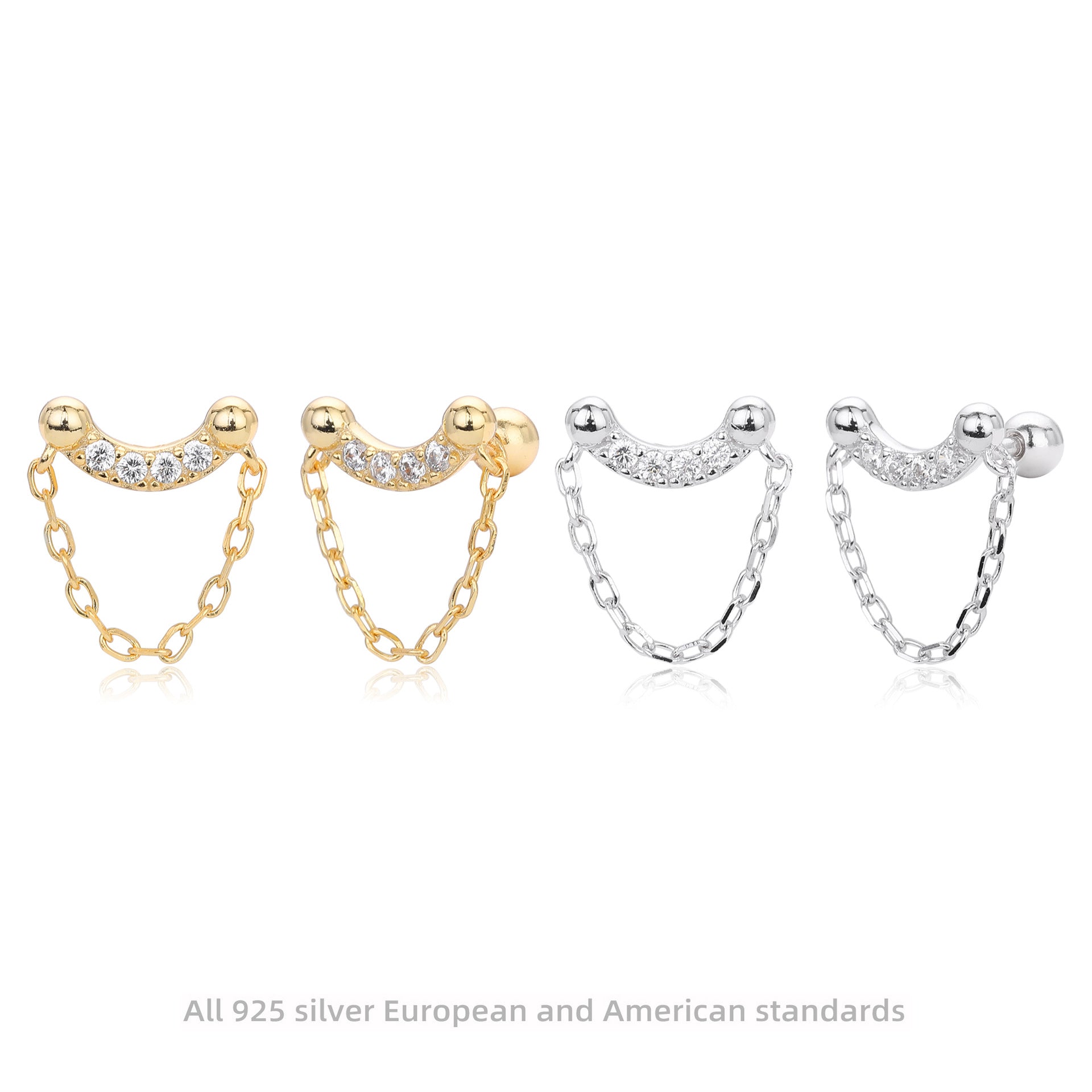 Damen Ohrstecker mit elegantem Kettenmotiv aus 925 Sterling Silber Shop Nory