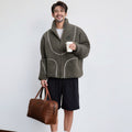 Herren Gemütliche Teddyjacke mit Kontrastnähten