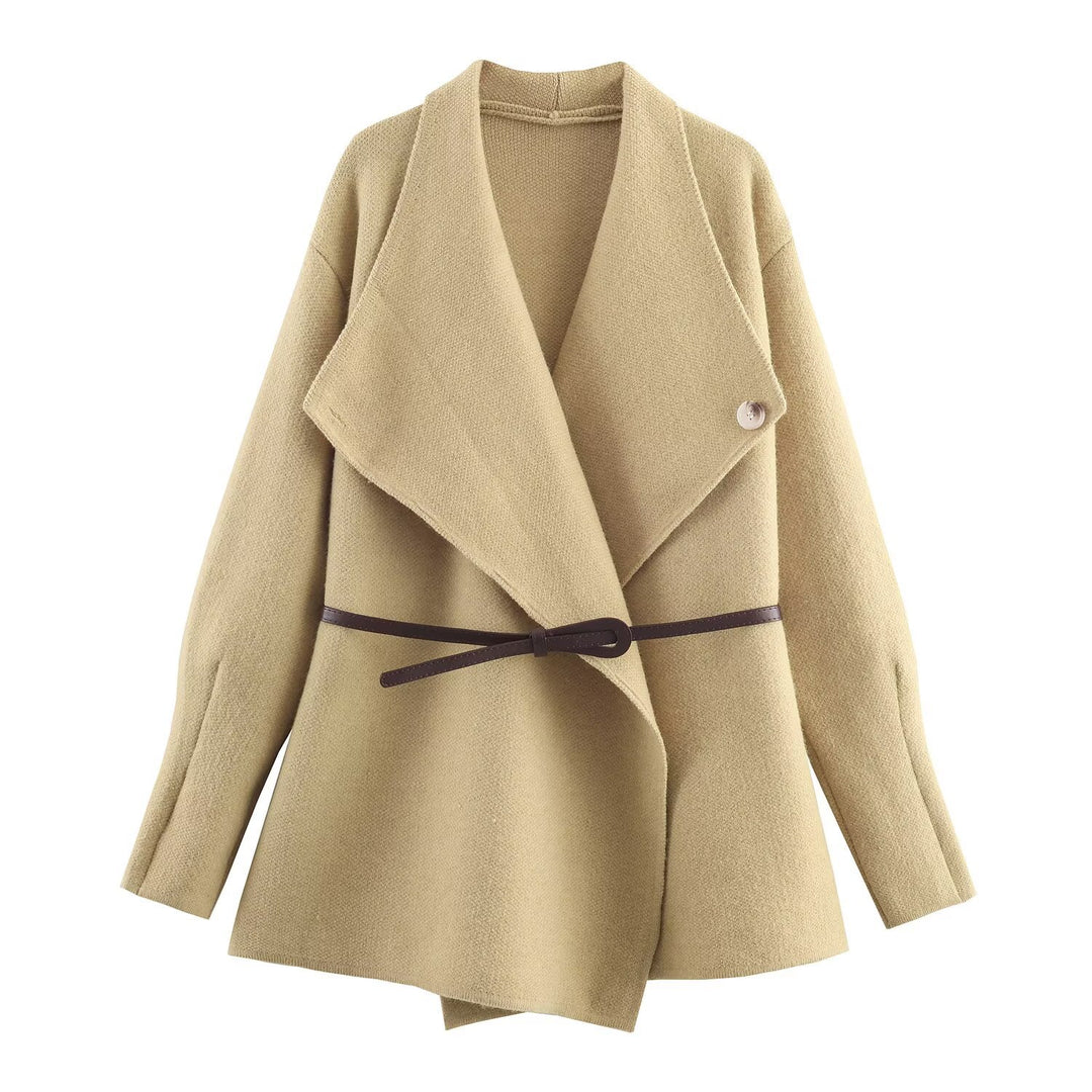 Damen Wickel-Mantel mit Oversize-Schalkragen und Taillengürtel Shop Nory