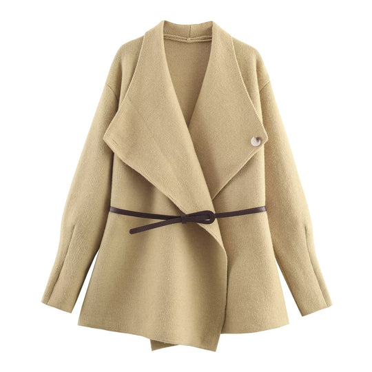 Damen Wickel-Mantel mit Oversize-Schalkragen und Taillengürtel Shop Nory