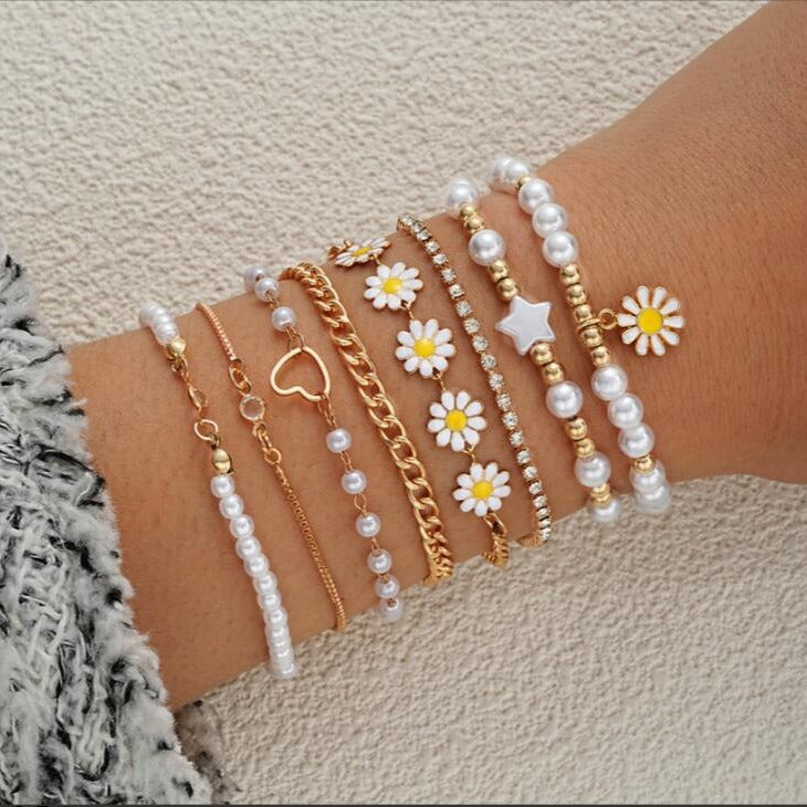 Damen Armband-Set mit verspielten Margeriten-Elementen Shop Nory