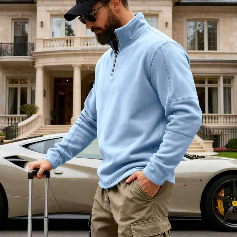 Herren Halbzip-Sweatshirt mit Stehkragen und markanten Nahtdetails Shop Nory