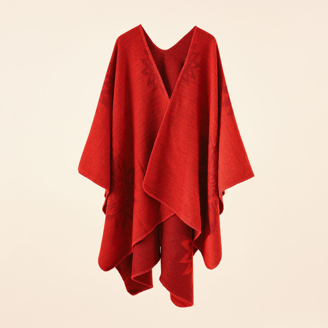Damen Oversize‑Umhang im Wendefinish mit floraler Intarsienstickerei Shop Nory