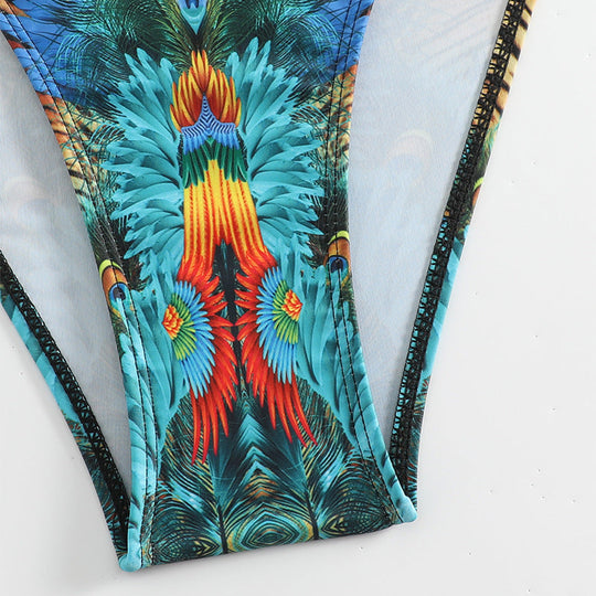 Damen Triangel-Bikini mit extravaganten Mustern und funkelnden Akzenten