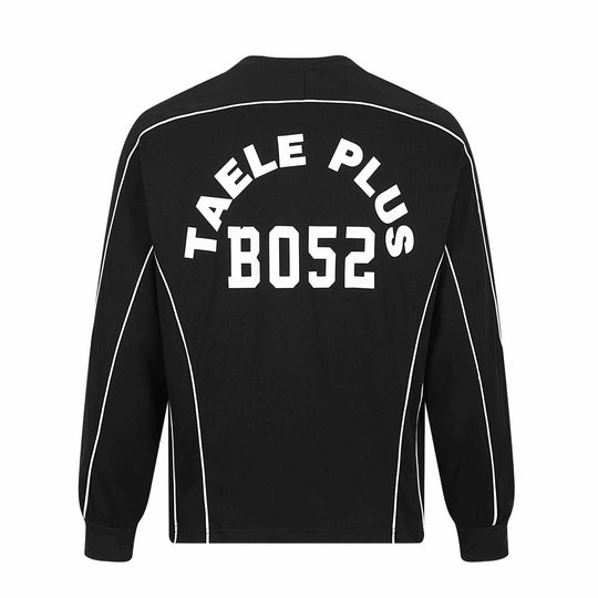 Herren Retro-inspiriertes Langarm-Fußballtrikot mit V-Ausschnitt und Kontrastpaspeln Shop Nory