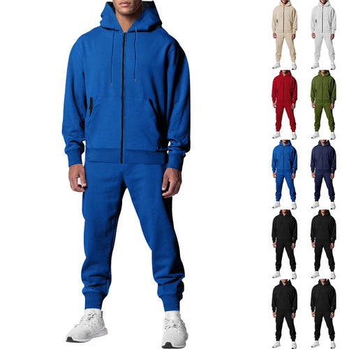 Herren nan zweiteiliges Trainingsset mit durchgehendem Reißverschluss, doppellagiger Kapuze und tapered Jogginghose Shop Nory