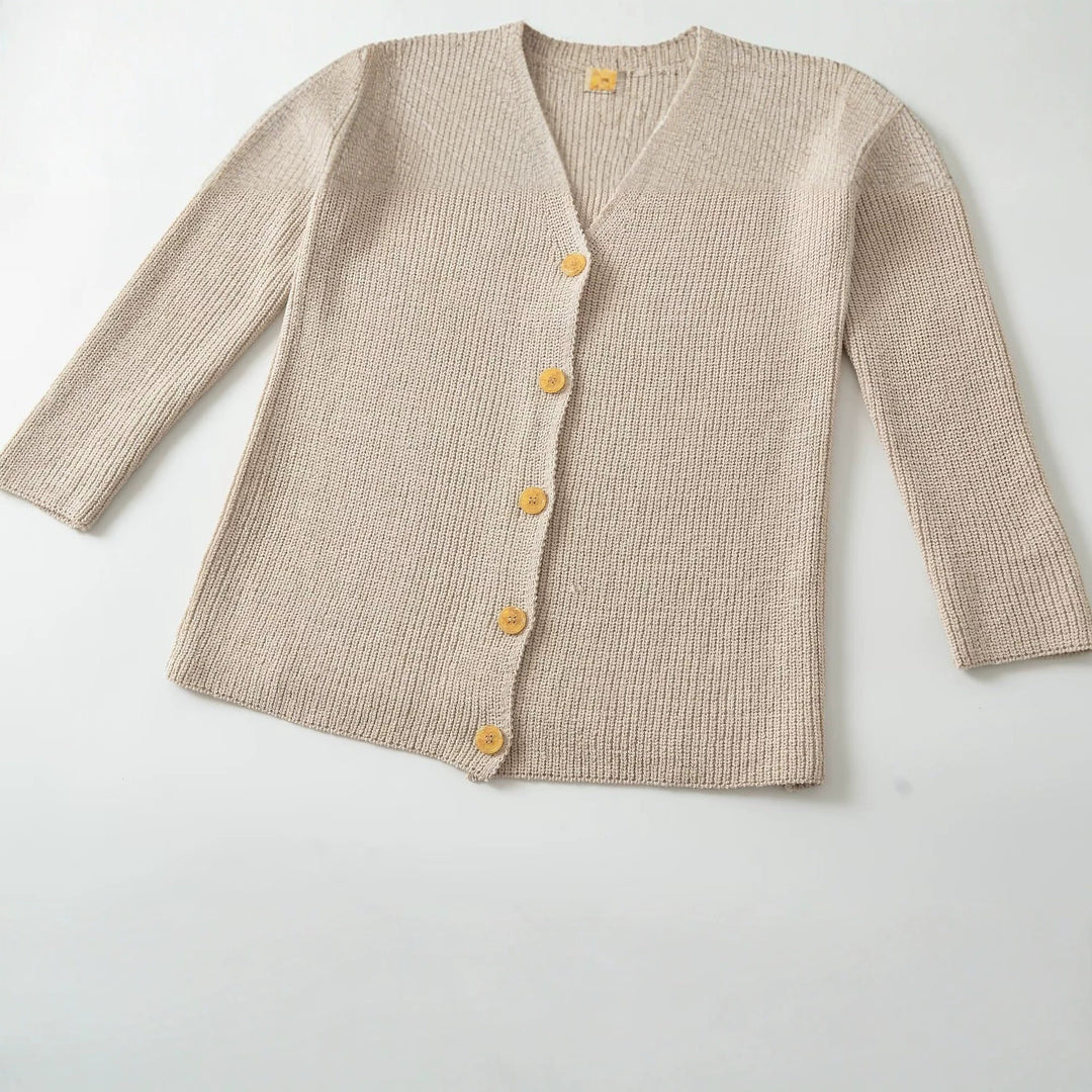 Damen Longline-Strickcardigan mit V-Ausschnitt und durchgehender Knopfleiste Shop Nory