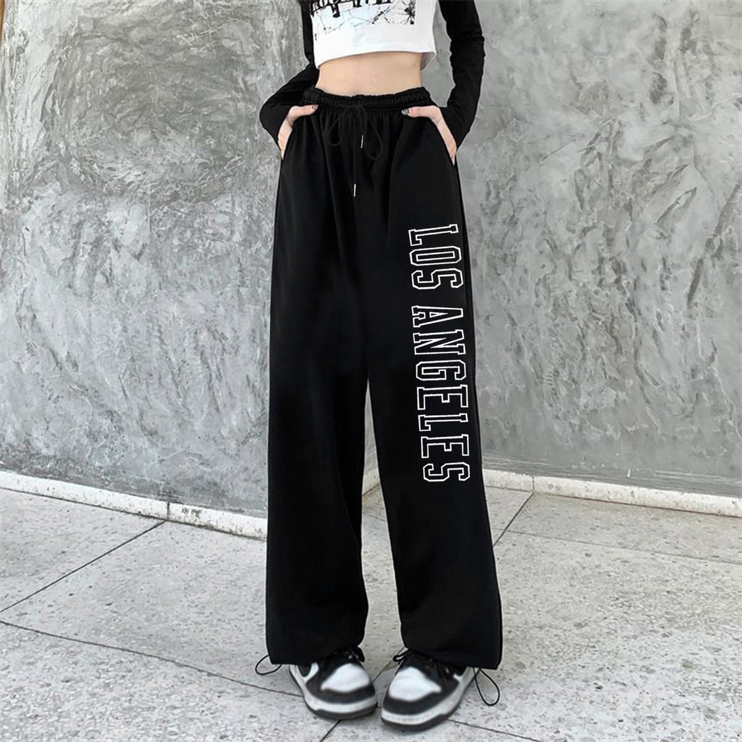Damen nan weiche Highwaist-Sweatpants mit seitlichem New York-Print, elastischem Bund und Kordel Shop Nory