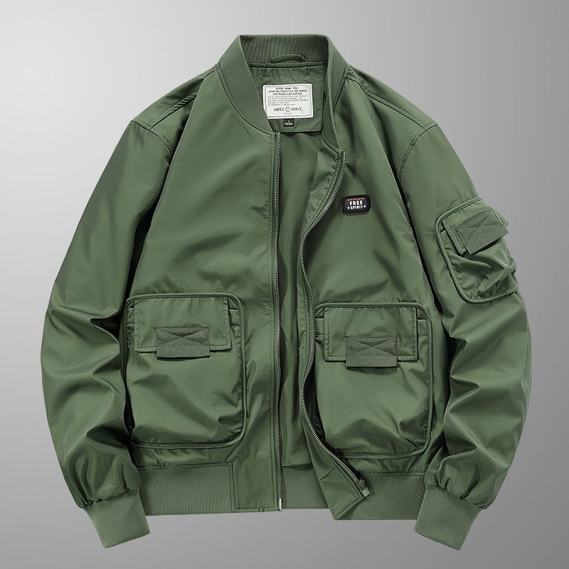Herren leichter Nylon-Bomber mit Utility‑Taschen, Ärmel‑Organizer und geripptem Saum Shop Nory