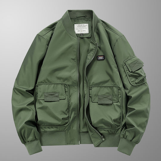Herren leichter Nylon-Bomber mit Utility‑Taschen, Ärmel‑Organizer und geripptem Saum Shop Nory