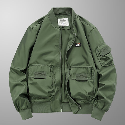 Herren leichter Nylon-Bomber mit Utility‑Taschen, Ärmel‑Organizer und geripptem Saum Shop Nory