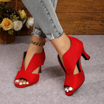 Damen elegante Blockabsatzsandalen mit gekreuzten Riemen