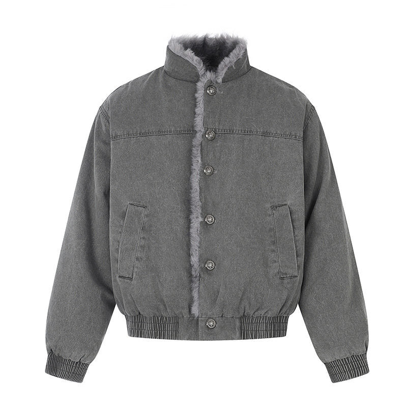 Damen gefütterte Denim-Bomberjacke mit Teddykragen und elastischem Saum Shop Nory