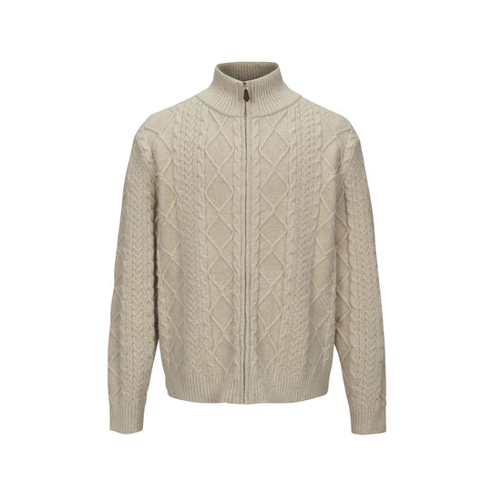 Herren Strick-Zipjacke mit Zopfmuster und hohem Stehkragen Shop Nory
