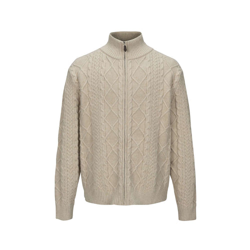 Herren Strick-Zipjacke mit Zopfmuster und hohem Stehkragen Shop Nory