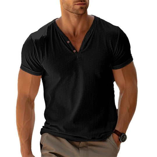 Herren lässiges Henley-T-Shirt mit Knopfleiste und atmungsaktivem Stoff ShopNory