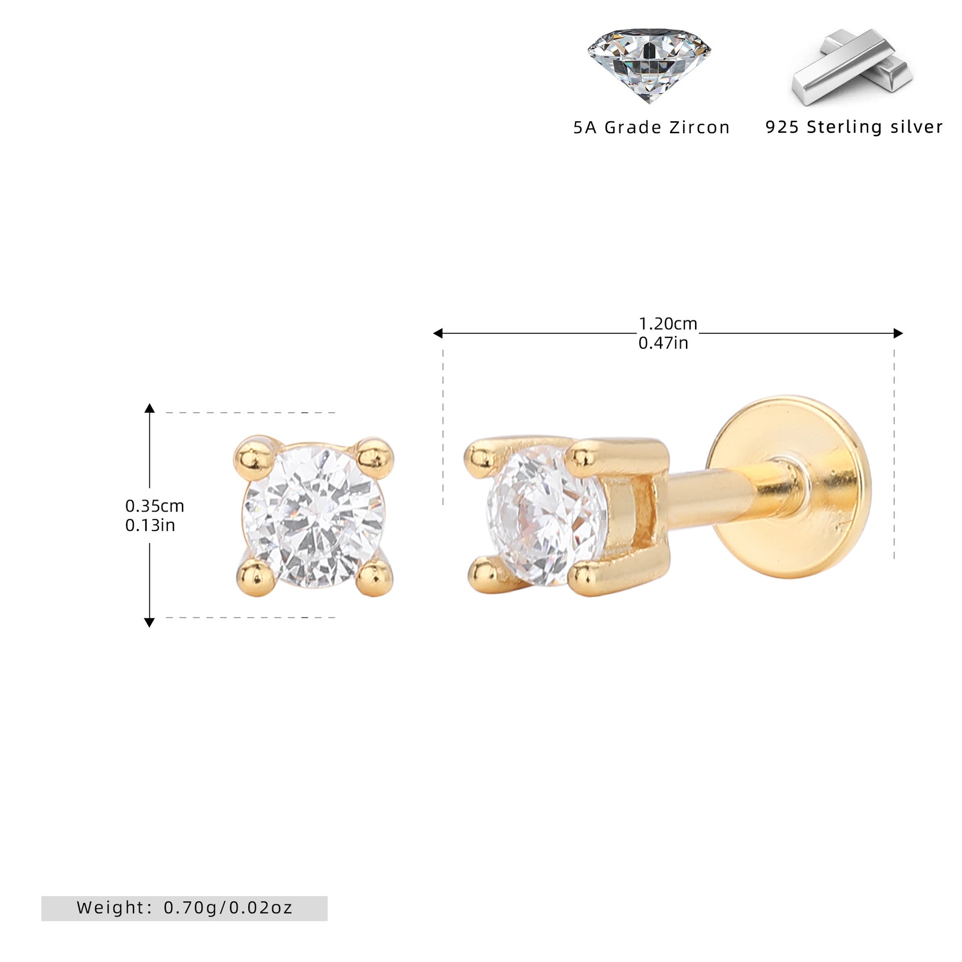 Damen Ohrstecker mit hochwertigem Zirkonbesatz aus 925 Sterling Silber Shop Nory