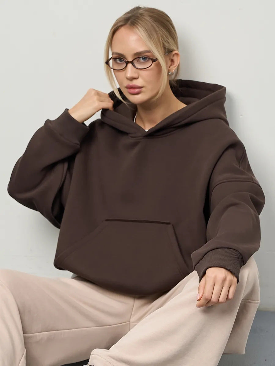 Damen lässiger Oversize-Hoodie mit Kängurutasche und weichem Innenfutter