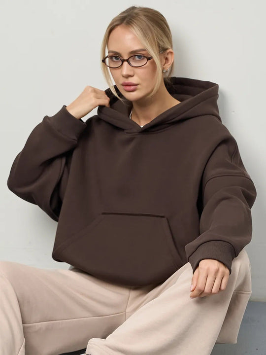 Damen lässiger Oversize-Hoodie mit Kängurutasche und weichem Innenfutter