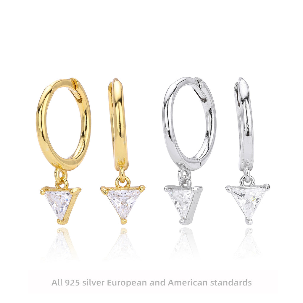 Damen Ohrhänger mit elegantem Dreiecks-Zirkonanhänger aus 925 Sterling Silber Shop Nory