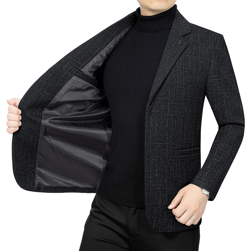 Herren Tailliertes Sakko aus Wollmix mit feinem geometrischem Strukturmuster und fallendem Revers Shop Nory