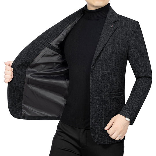 Herren Tailliertes Sakko aus Wollmix mit feinem geometrischem Strukturmuster und fallendem Revers Shop Nory