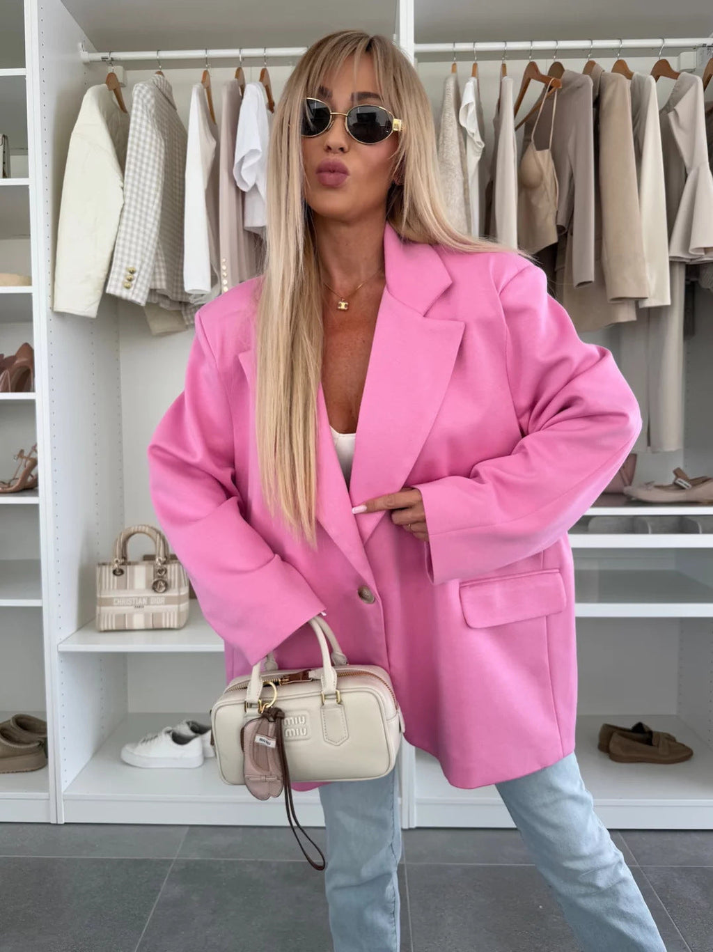Damen oversized Blazerjacke mit modernem Schnitt und nachhaltigen Materialien