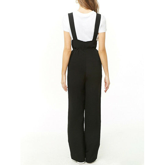 Damen High-Waist Latzhose-Jumpsuit mit Knopfleiste und breiten Trägern Shop Nory