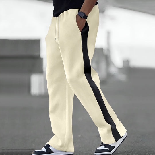 Herren Weite Trackhose mit Kontrastseiten, Tunnelzug und geripptem Bund Shop Nory