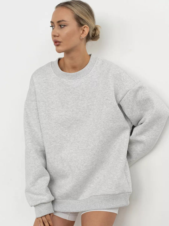 Damen oversized Sweatshirt mit Rundhalsausschnitt, French-Terry Innenfutter und überschnittener Schulter Shop Nory