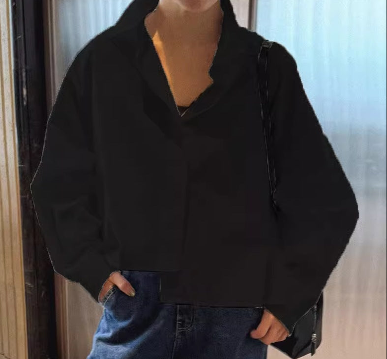 Damen Asymmetrische Cropped-Bluse aus Baumwoll-Popeline im Oversize-Schnitt Shop Nory