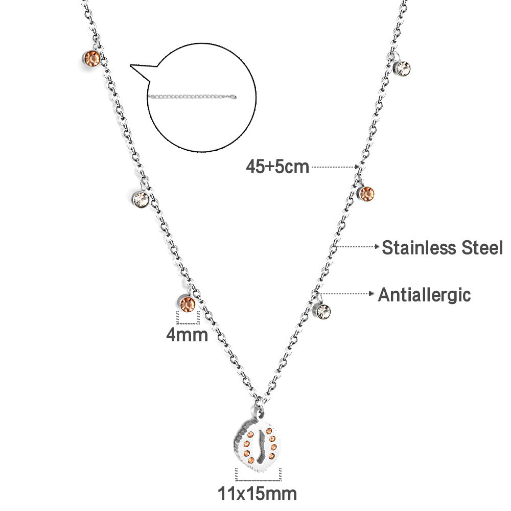 Damen Edelstahl Halskette mit funkelndem Kirsch-Anhänger Shop Nory