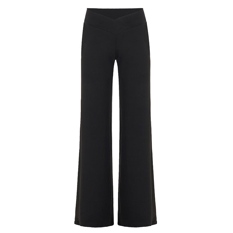 Damen nan weite Palazzo-Hose mit V-förmiger Bundnaht und elastischem Stretch-Jersey Shop Nory