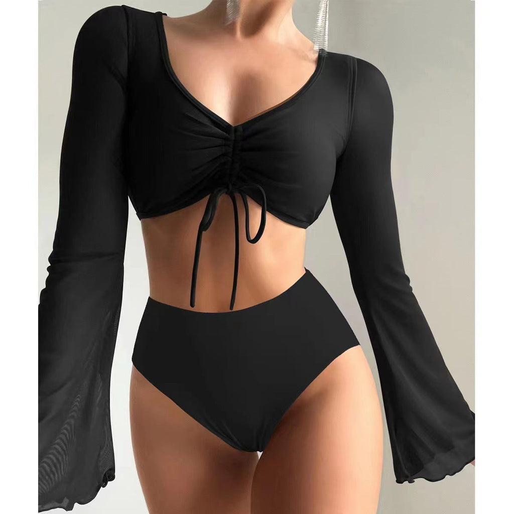Damen Hochgeschnittener Bikini mit transparenter Blusenoberteil Shopnory