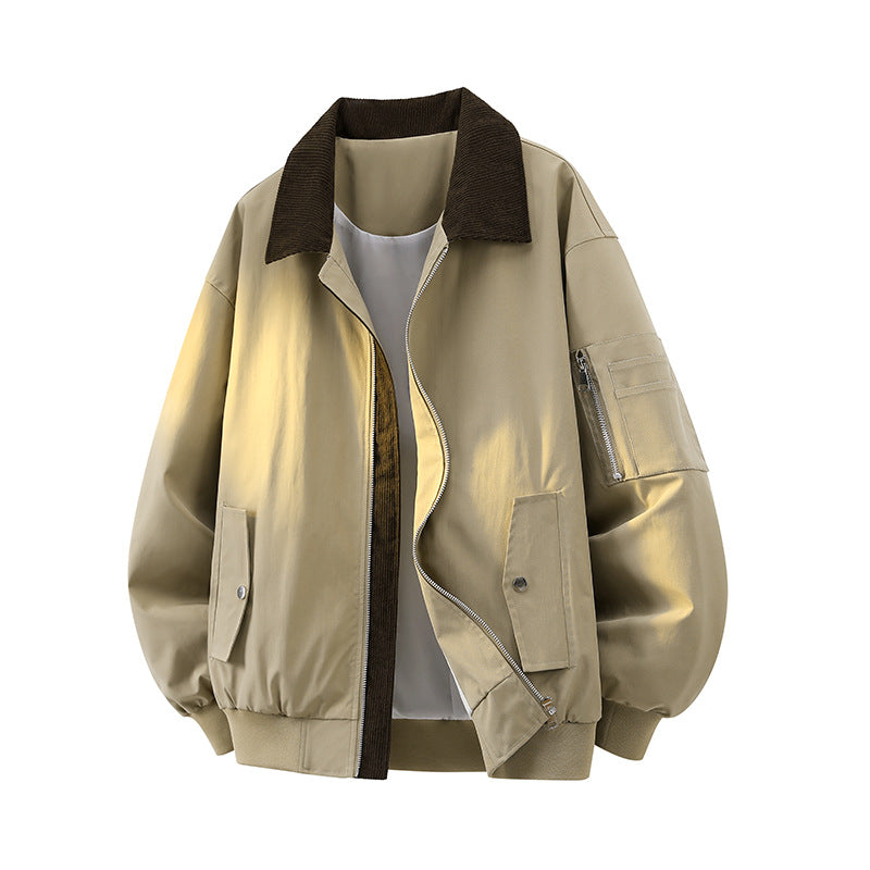 Herren Modische Bomberjacke mit Cordkragen Shop Nory
