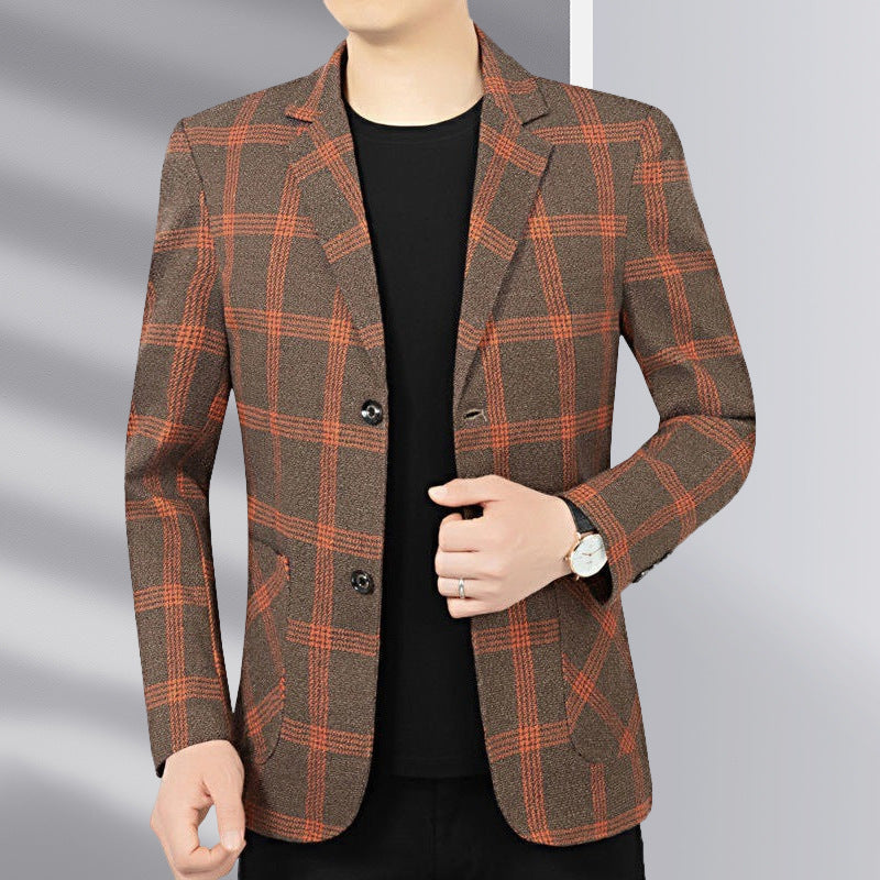 Herren Modernes kariertes Tailored-Sakko aus Wollmix mit kontrastierenden Nahtdetails und aufgesetzten Fronttaschen Shop Nory
