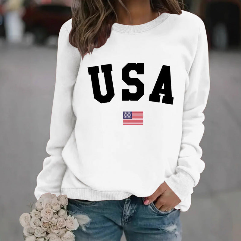 Damen Sweatshirt mit modernem USA-Statement und gemütlicher Passform